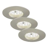 Briloner Set van 3 LED inbouwspots Nikas IP44 nikkel