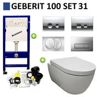 Geberit UP100 Toiletset set31 Sanilux Easy Flush Randloos 48cm compact met Delta drukplaat