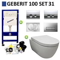 Geberit UP100 Toiletset set31 Sanilux Easy Flush Randloos 48cm compact met Delta drukplaat