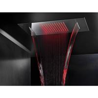 Hotbath Mate M144 Dualflow 38x70cm hoofddouche met regendouche waterval functie en led verlichting geborsteld nikkel