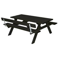 Plus Danmark Picknicktafel vuren geimpregneerd Opklapbare zitting en 1 rugleuning zwart 155 x 177 x 71 cm
