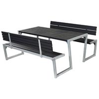 Plus Danmark Picknickset vuren geimpregneerd Zigma 2 rugleuningen zwart 190 x 176 x 73 cm