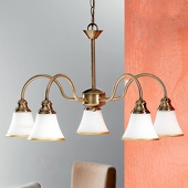 ORION TILDA - 5-lichts hanglamp, oudmessing-look