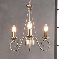 Lampenwelt Oud messing kroonluchter Marnia, 3 lichtbronnen