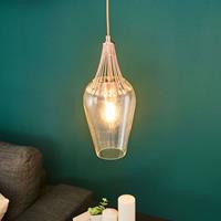 Searchlight Hanglamp Whisk met glasscherm en koperen detail