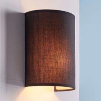 Lampenwelt Annalisa - halfronde textielen wandlamp in zwart