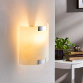 Lampenwelt Vierhoekige glazen wandlamp Quentin, E14-LED