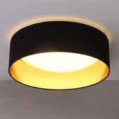 Lindby Stoff-Deckenlampe Coleen in Schwarz, innen gold
