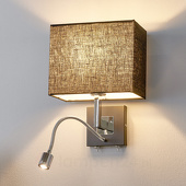 Lampenwelt Zwarte stoffen-wandlamp Rebekka met LED leesarm