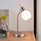 Lampenwelt LED tafellamp Manon met opaal wit glazen kap