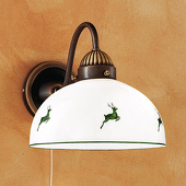 Kolarz Rustieke wandlamp Nonna groen met herten