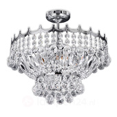 Searchlight Kristall-Deckenleuchte Versailles in Chrom 40 cm