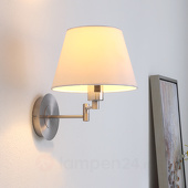 Lampenwelt Uittrekbare stoffen wandlamp Pola, mat nikkel