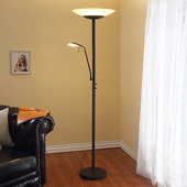 Lampenwelt LED uplighter Ragna met leeslamp, roestkleurig