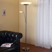Lampenwelt LED uplighter Ragna met leeslamp, nikkel mat