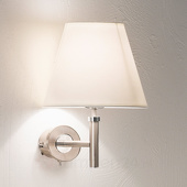 ORION Nikkelen wandlamp Lilly met stoffen kap