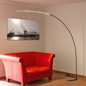 Lampenwelt LED-boogvloerlamp Danua in het zwart