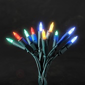 Mini Kabel LED 100 X pizello multicolor, grünes Kabel - Konstsmide