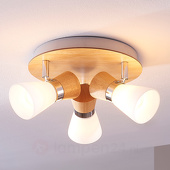 Lindby Deckenrondell Vivica mit Holz-Bestandteilen