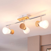 Lindby Vivica - 3-flammige Deckenlampe mit Holzelementen
