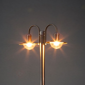 Lampenwelt Roestvrijstalen lantaarnpaal Damion, 2 lampkoppen