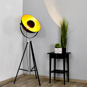 Lampenwelt Extravagante vloerlamp Mineva in zwart en goud