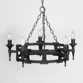 Elstead Middeleeuwse hanglamp SAXON, smeedijzer, zwart