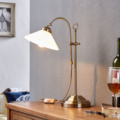 Lampenwelt Klassieke tafellamp Otis in oud-messing