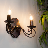 Lampenwelt Roestkleurige wandlamp Caleb, 2-lamps
