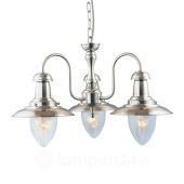 Searchlight Hanglamp Fisherman, met 3 lampjes in zilver