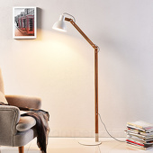 Lampenwelt Shivanja - vloerlamp van hout en metaal