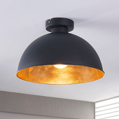Lindby Deckeleuchte Lya, Ø 31 cm, schwarz-gold