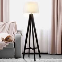 Searchlight Textiel-staande lamp Maura met houten voet