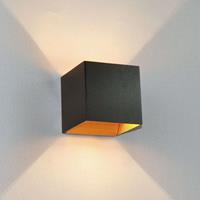 Lampenwelt Zwarte LED-wandlamp Aldrina, binnenin goudkleurig