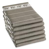 Theedoek Zwart Bont Taupe (6 stuks)