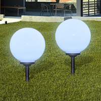 vidaXL Außenlampe Solarlampe LED Gartenkugel 2 Stk. 30cm mit Erdspieß Weiß