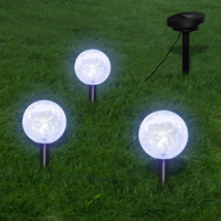 vidaXL Solarkugel 3 LED Gartenleuchten mit Erdspießen & Solarmodul Weiß