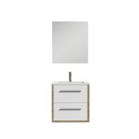 Tiger Boston badmeubelset incl spiegel en witte wastafel 60cm chalet eiken