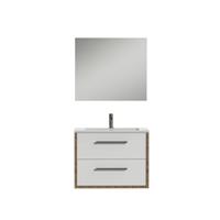 Tiger Boston badmeubelset incl spiegel en witte wastafel 80cm chalet eiken