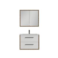 Tiger Boston badmeubel met spiegelkast en witte wastafel 80cm chalet eiken