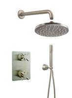 Mueller Cross inbouw regendouche met wand arm en hoofddouche 30cm RVS look