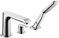 hansgrohe Wannenarmatur Metris 3-Loch Einhebel-Wannenrandmischer Chrom