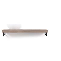 Looox Wood Collection shelf solo 100 cm. handdoekhouder eiken, old grey