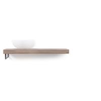 Looox Wood Collection shelf solo 100 cm. handdoekhouder links eiken, old grey