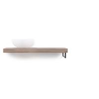 Looox Wood Collection shelf solo 100 cm. handdoekhouder rechts eiken, old grey