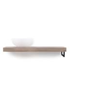 Looox Wood Collection shelf solo 100 cm. handdoekhouder rechts eiken, old grey