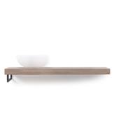 Looox Wood Collection shelf solo 120 cm. handdoekhouder links eiken, old grey