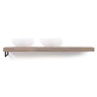 Looox Wood Collection shelf solo 160 cm. handdoekhouder links eiken, old grey