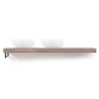 Looox Wood Collection shelf solo 160 cm. handdoekhouder links eiken, old grey