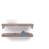 Looox Wood Collection shelf duo 100 cm. handdoekhouder eiken, old grey